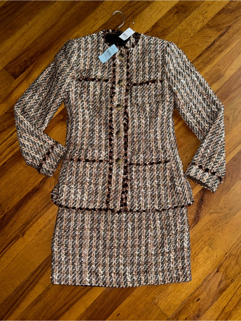 Ann Taylor Brown Multi Tweed Dress and Blazer Set